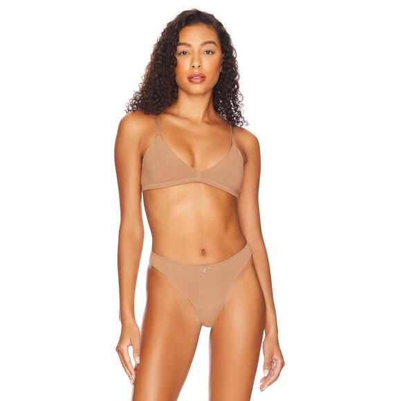 Eberjey Womens Pima Stretch Cotton V Bralette Unpadded Mocha Size XS/S NWT - Picture 1 of 11